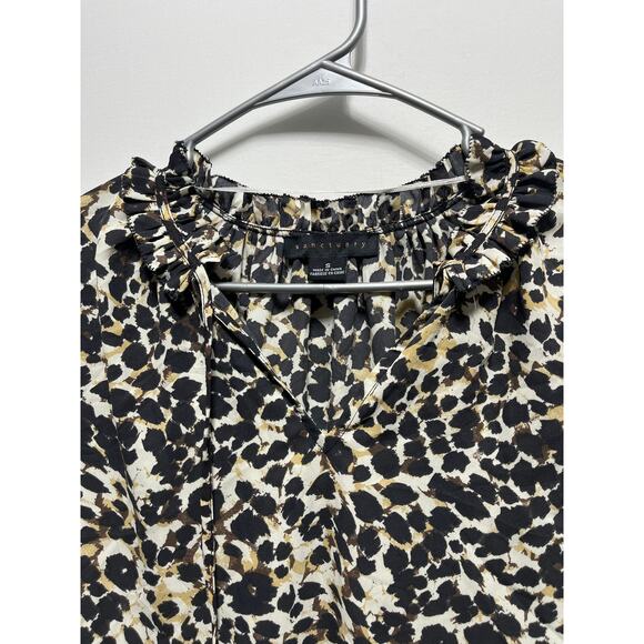 Sanctuary Leopard Abstract Top Puff Sleeves Boho Chic Size S - Picture 12 of 12